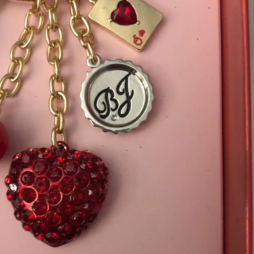 Betsey Johnson Red and Gold Charm Keychain